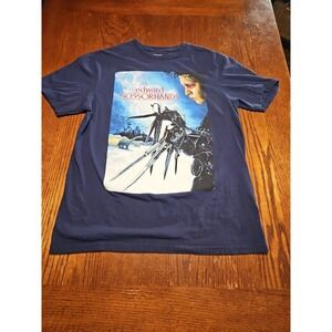 Edward Scissorhands movie "I am Not Complete" Blue Graphic T-Shirt Size M (A905)